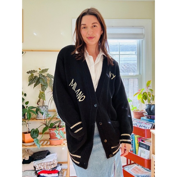Santoria Sweaters - Vintage Varsity Cardigan Oversized NYC Milano Paris Roma London‎